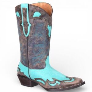Durango Dream Catcher Western Boots Womens 6.5M Brown Turquoise Leather Wing Tip